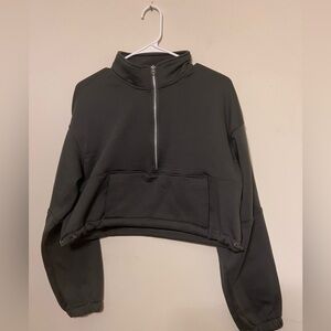 Juniors dark gray cropped 1/4 zip NWOT